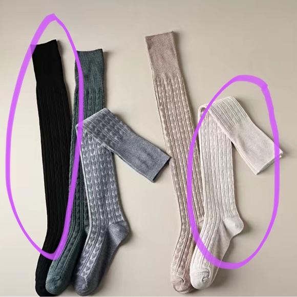 🌸Thigh Highs Cotton/Spandex Heart knit jacquard - Picture 2 of 8